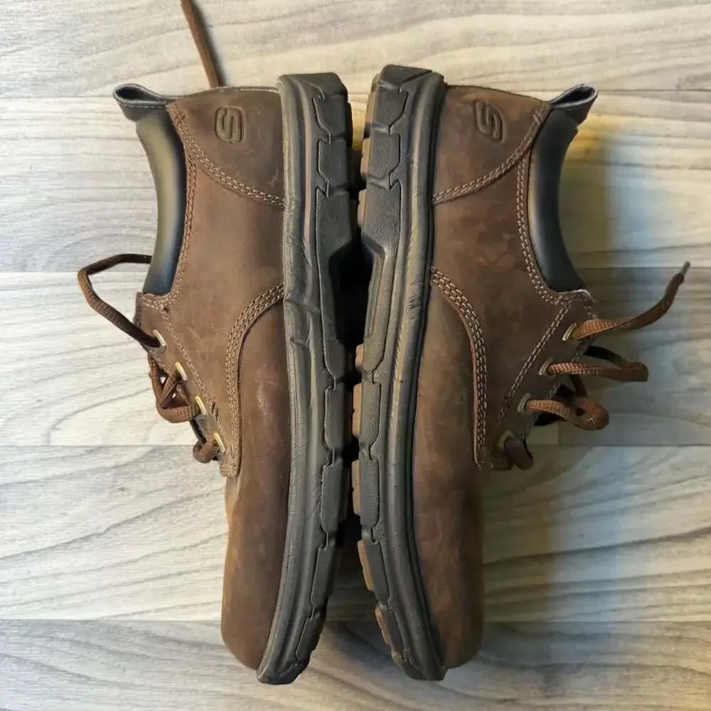 Skechers Relaxed Fit Memory Foam SN 64260 Brown Leather Oxford Shoes Mens 9.5